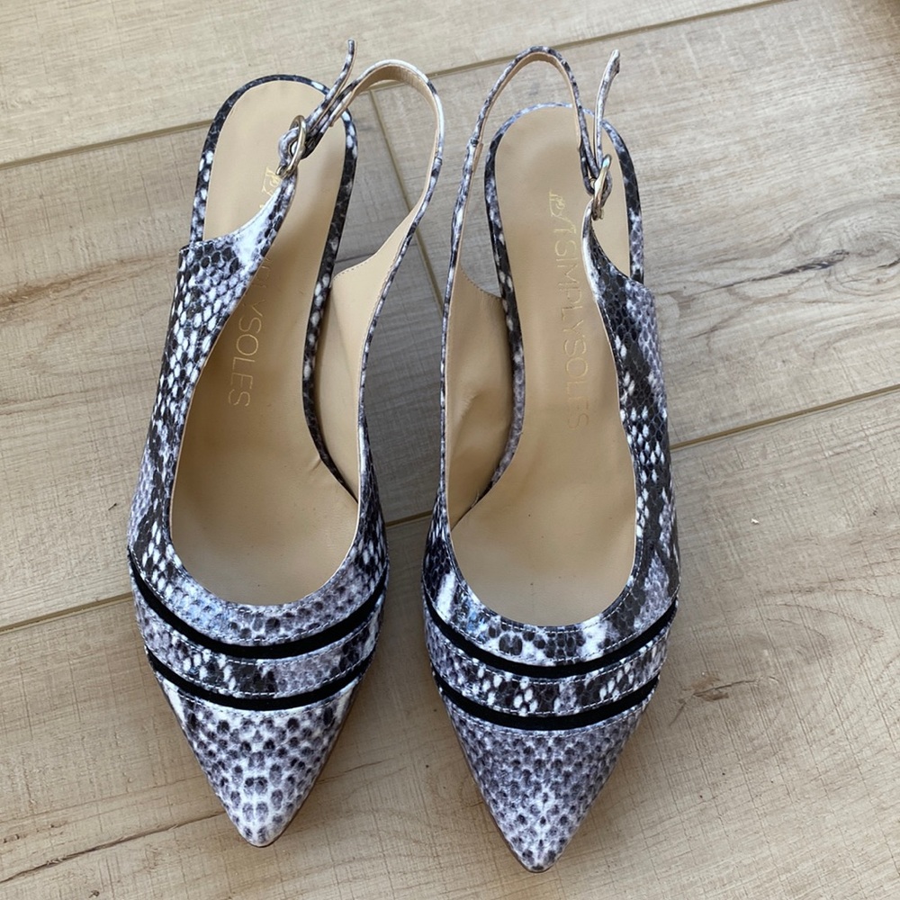 Black and White Snake Skin Heels Cuoio Ecologico